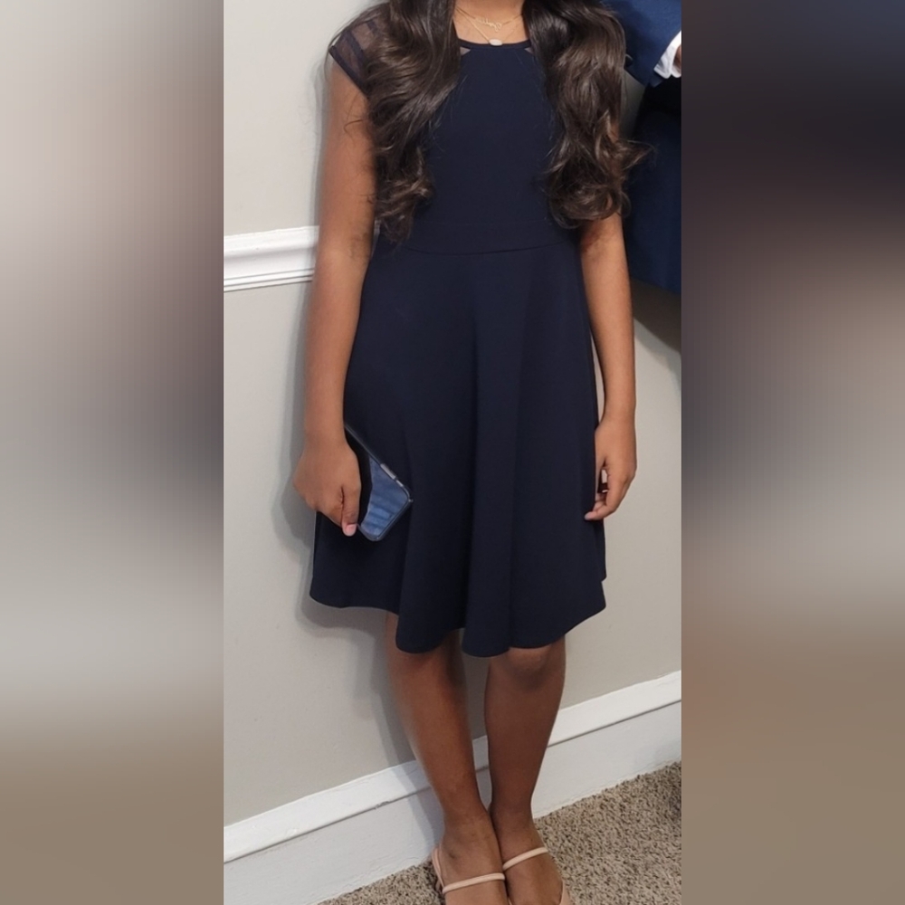 Girls size 14 navy blue dress
